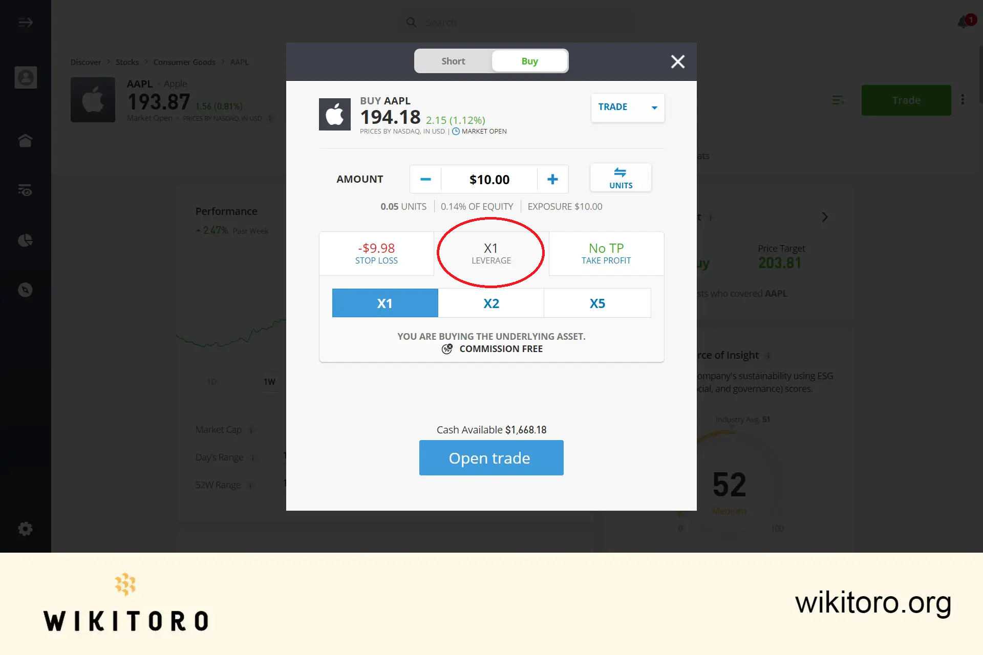 X1 leverage on eToro