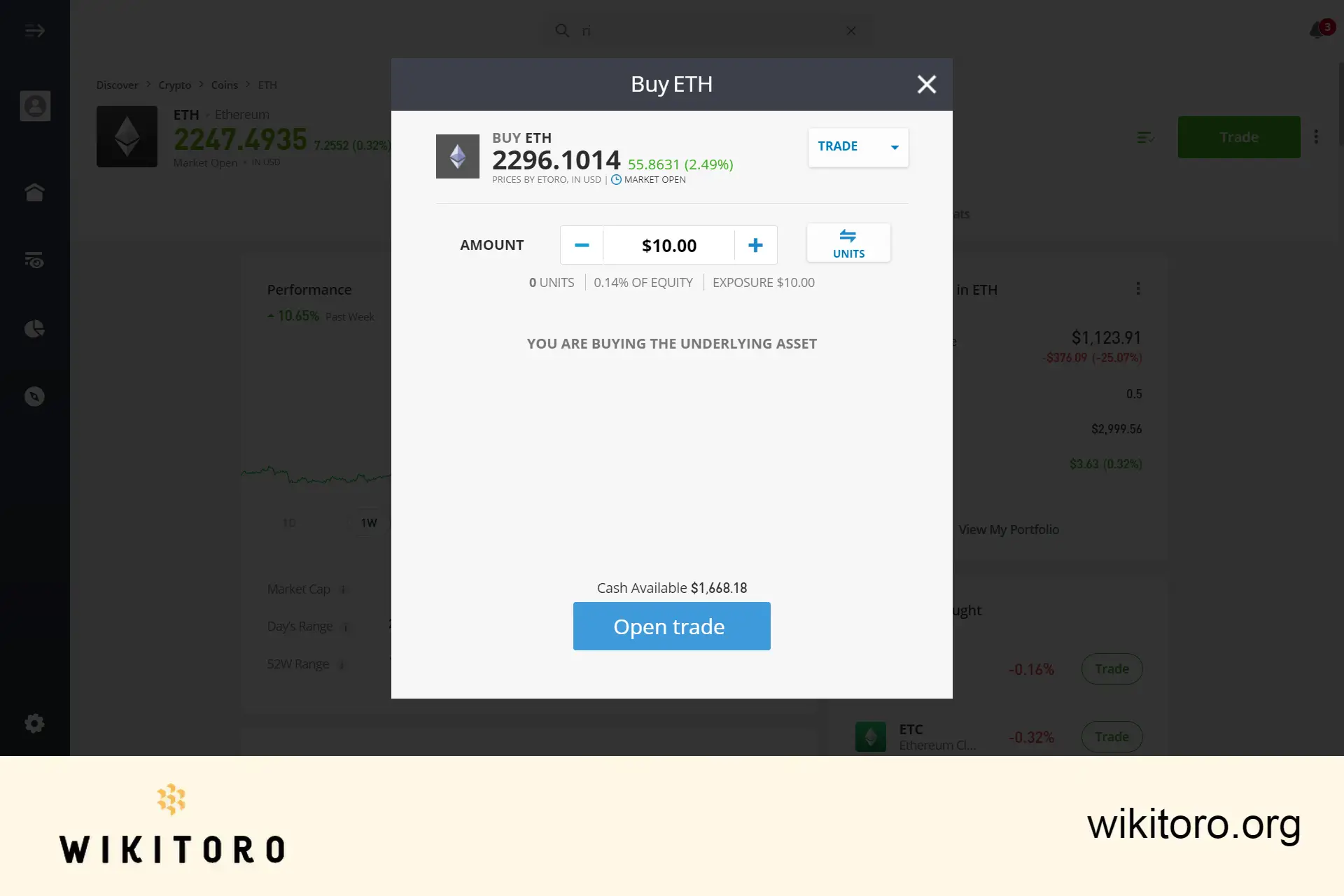 Buying Ethereum on eToro